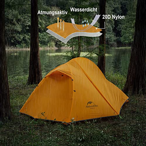 Naturehike Tienda de campaña ligera para 2 personas, impermeable, anti-UV, doble capa, portátil, para senderismo, ciclismo, camping, 4 estaciones, fácil instalación, tamaño grande con huella