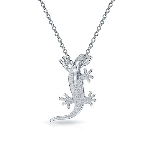 Náutica Tropical Vacation Beach Green creó Opal Gecko Lagarto Collar colgante para las mujeres adolescentes .925 Plata de ley