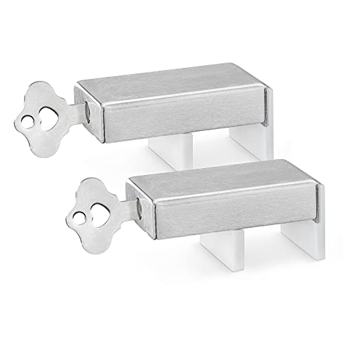 Navaris Cierre para ventanas correderas - Set 2x Cerradura con llave para ventana corredera - Tope aluminio de seguridad para niños - 68 x 37 x 32 MM