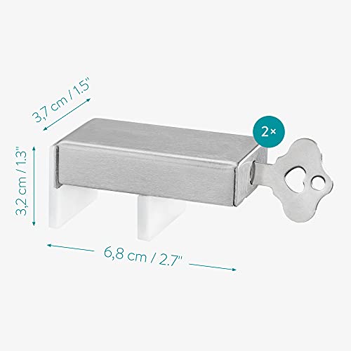 Navaris Cierre para ventanas correderas - Set 2x Cerradura con llave para ventana corredera - Tope aluminio de seguridad para niños - 68 x 37 x 32 MM