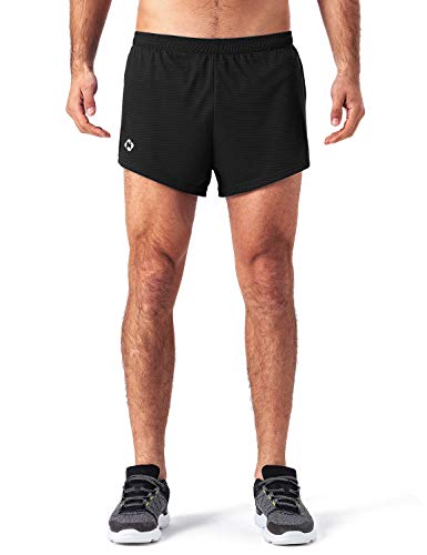 NAVISKIN Pantalones Cortos de Atletismo para Hombre Shorts Deportivos de Correr Fitness Secado Rápido Ligero Súper Transpirables Elásticos Elementos Reflectantes (Negro, M)