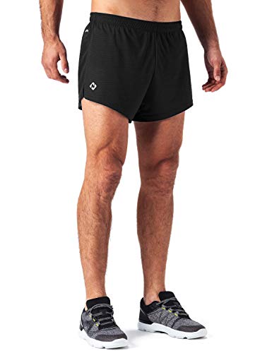 NAVISKIN Pantalones Cortos de Atletismo para Hombre Shorts Deportivos de Correr Fitness Secado Rápido Ligero Súper Transpirables Elásticos Elementos Reflectantes (Negro, M)