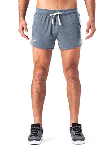 NAVISKIN Pantalones Cortos de Correr para Hombre Shorts Deportivos de Atletismo Fitness Secado Rápido Ligero Súper Transpirables Elásticos Elementos Reflectantes Gris XXL