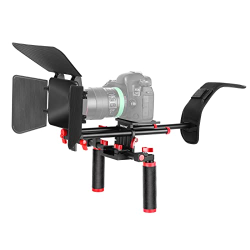 Neewer 10089989 Kit Sistema Rig Film-Maker Cámara Vídeo Cine Estándar 15mm, Caja Mate(rojo y negro)