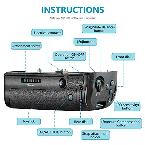 Neewer Empuñadura de Batería Vertical de Repuesto para DMW-BGGH5, para Cámara sin Espejo, Trabajo con 1 Paquete DMW-BLF19E Batería de Iones de Litio (Batería NO Incluida)