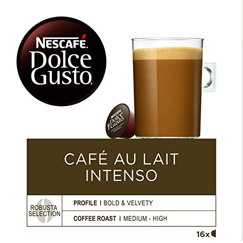 Nescafé DOLCE GUSTO CAFÉ CON LECHE INTENSO - paquete de 3 cajas de 16 cápsulas = 48 cápsulas