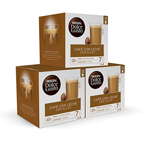 Nescafé Dolce Gusto Cápsulas de Café con Leche, 3 x 30 Cápsulas