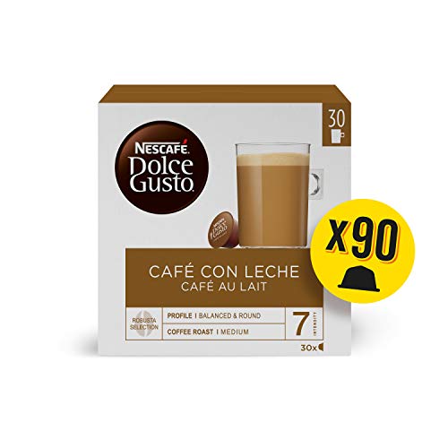 Nescafé Dolce Gusto Cápsulas de Café con Leche, 3 x 30 Cápsulas