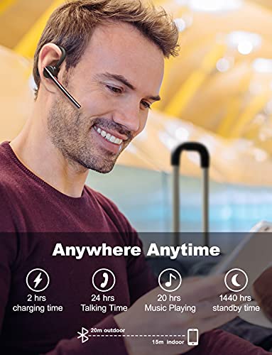 New Bee Manos Libres Bluetooth Auricular Inalámbrico Pinganillo Bluetooth Movil V5.2 Peso Ligero 16g con 24 Horas de Conversación para iPhone, Samsung, Huawei, Xiaomi, HTC, LG, Sony, PC