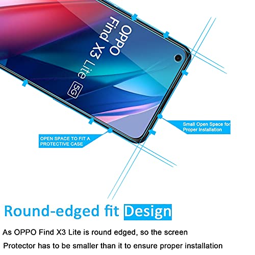 NEW'C 2 Unidades, Protector de Pantalla para OPPO Find X3 Lite, Antiarañazos, Antihuellas, Sin Burbujas, Dureza 9H, 0.33 mm Ultra Transparente, Vidrio Templado Ultra Resistente