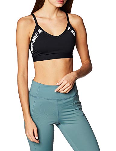 NIKE Indy Logo Bra, Mujer, Black/White, S