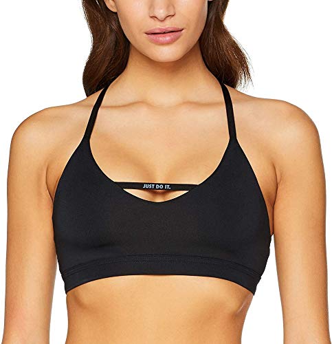 NIKE Indy Logo Bra, Mujer, Black/White, S