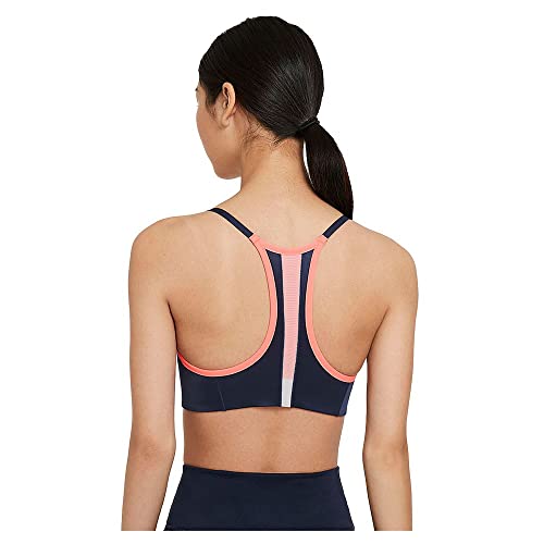 NIKE Indy Pro CLN Bra Sports, Bright Mango/lt Smoke Grey/Midnight Navy/(Metallic Silver), L Womens