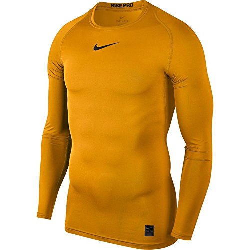 NIKE M NP Top LS Comp Long Sleeved t-Shirt, Hombre, University Gold/Black, L