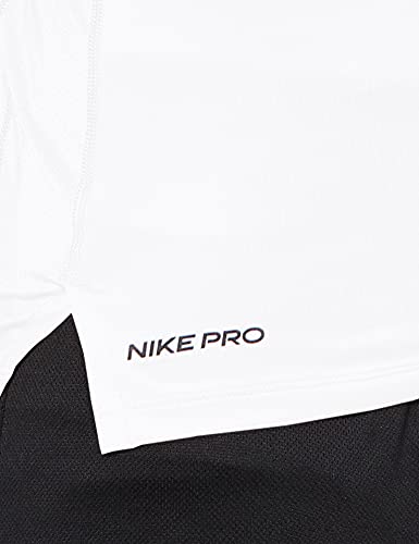 NIKE M NP Top LS Tight Camiseta de Manga Larga, Hombre, White/Black, XL