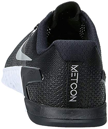 Nike Women's Metcon 4 Training Shoe, Zapatillas de Cross Mujer, Negro (Black/Metallic Silver-White-Volt Glow 001), 37.5 EU