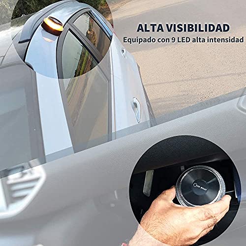 NK SOS Road - Luz de Emergencia Coche + Transmisor FM BSL, Luz de Emergencia Autónoma, Luz LED, Señal V16 de Preseñalización de Peligro Homologada - Pilas Incluidas (Autorizada por la DGT)