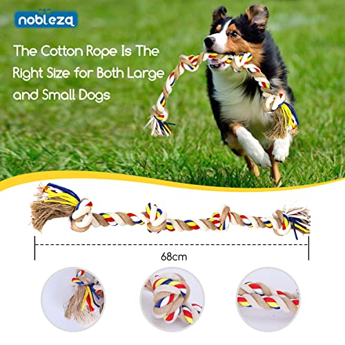 Nobleza - Cuerda de Juguete para Perros 100% algodón, beneficiosa para la Salud Mental del Perro, la Salud Dental y la Limpieza de los Dientes, Tipo de Perros, Beige y marrón - 68cm