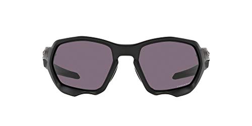 Oakley Men's OO9019A Plazma Asian Fit Rectangular Sunglasses, Matte Black/Prizm Grey, 59mm