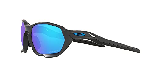 Oakley Men's OO9019A Plazma Asian Fit Rectangular Sunglasses, Matte Carbon/Prizm Sapphire, 59mm