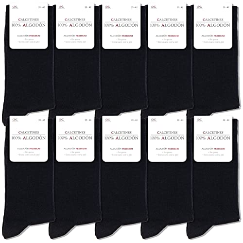 Occulto CALCETINES de 100% Algodon (10-20 Pares) para HOMBRES y MUJERES, CALCETINES HOMBRE de ALGODON CLÁSICOS en NEGRO, MARINO y GRIS 43-46 10 Pares | Negro