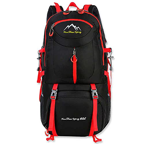 OcioDual Mochila Impermeable 60 litros Negra GF80763 Multiples Bolsillos de Senderismo Acampada Montaña para Hombres Mujeres