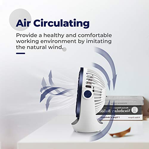 OCOOPA Ventilador con USB, Ventilador de mesa con fuerte flujo de aire y silencioso, ventilador portátil con velocidad ajustable, 360°, Escritorio y escritorio de oficina, Zafiro