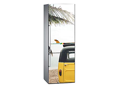 Oedim Vinilo para Frigorífico Furgoneta en Playa Tropical 185x70cm | Adhesivo Resistente y Económico | Pegatina Adhesiva Decorativa de Diseño Elegante