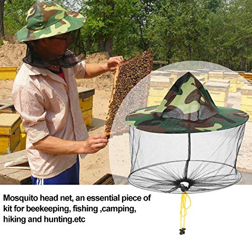 OhhGo Midge Mosquitera de malla para la cabeza de mosquitos, protector facial de camuflaje, kit de camping