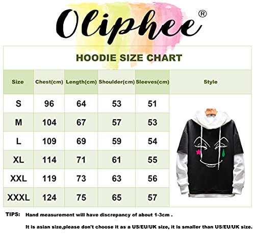 OLIPHEE H X H Anime Sudadera con Capucha Falso Dos Piezas Hunter X Hunter Mujer Hombre Top Suelto Fake Two-Piece O-L