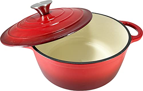 OLLA CACEROLA HIERRO FUNDIDO CON TAPA COCOTTE ROJO, ESMALTE INTERIOR (22 CMS)