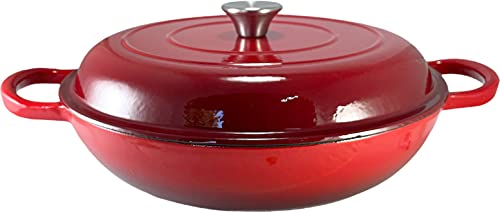 OLLA CACEROLA HIERRO FUNDIDO CON TAPA COCOTTE ROJO, ESMALTE INTERIOR (22 CMS)