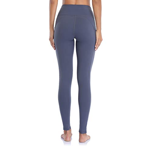 Ollrynns Leggings Mujer Fitness Mallas Deportivas de Mujer Pantalones Elásticos de Yoga con Bolsillos Laterales Polainas de Yoga Fitness CA166(Gris,M)