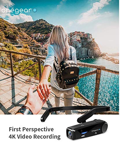 ONEGEARPRO Vlogger CAM 4K 30 fps POV CAM Estabilizador Pro con fijación de Arco Vlog Hands-Free POV Camcorder Videocámara portátil para capturar y Compartir lo Que Ves o realizaciones, Negro