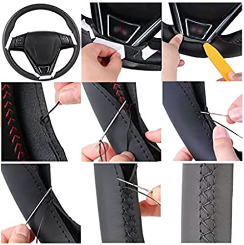 OPisuda Cubierta para Volante de Coche Cosida a Mano, Almohadillas Transpirables de Cuero de Microfibra, Accesorios de protección sin Olor, para Mitsubishi Lancer EX10