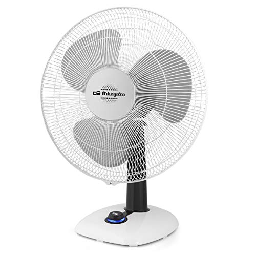 Orbegozo TF 0133 - Ventilador de sobremesa, oscilante, 3 velocidades, diámetro hélice 30 cm, asa, 40 W, piloto luminoso LED, blanco