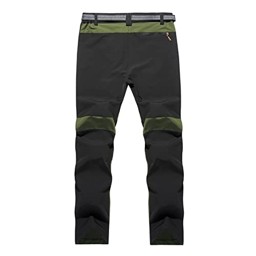 Orgrul Pantalones de senderismo para hombre, impermeables, de secado rápido, transpirables, con perneras rectas, talla grande, S - 5XL, verde, XXXXL