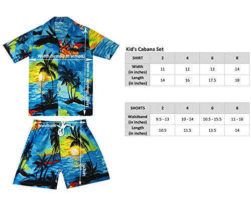 Original King Kameha | Camisa y pantalones hawaianos Funky | 2 piezas Cabana Set | Niños | 2 – 8 años | Estampado Hawaii | Palmen playa | Naranja naranja 4 Años