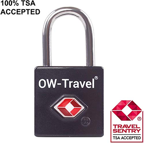 OW-Travel Candado con Llave TSA. Cerraduras para maletas. Candado para Taquilla. Candados para mochilas y maletas. Candado Taquilla Gimnasio. TSA candado seguridad equipaje con Llaves Negro 2