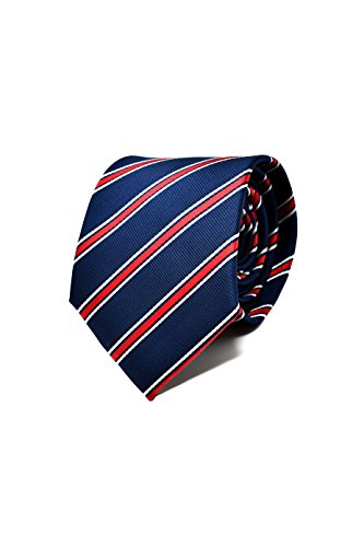 Oxford Collection Corbata de hombre Azul y Rojo a Rayas - 100% Seda - Clásica, Elegante y Moderna - (ideal para un regalo, una boda, con un traje, en la oficina.)