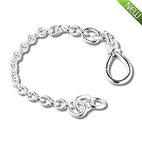 PANDOCCI Pulsera de cadena de plata 925 con nudo infinito grueso para mujer, ideal para pulseras Pandora originales, joyería de moda (16 cm)