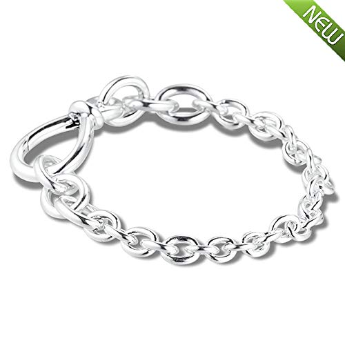 PANDOCCI Pulsera de cadena de plata 925 con nudo infinito grueso para mujer, ideal para pulseras Pandora originales, joyería de moda (16 cm)