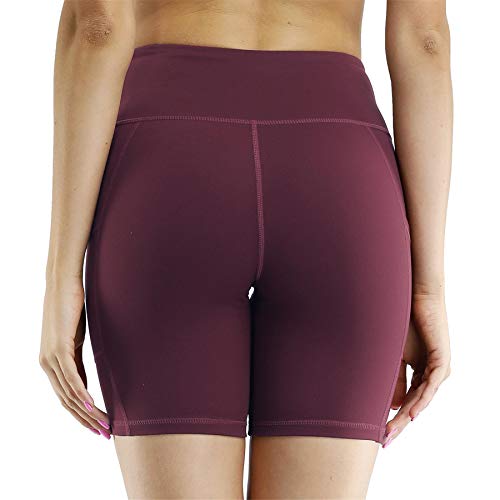 Pantalones Cortos de Deporte Yoga Ciclismo Mujer, 5''/8'' Mallas Mujer Yoga 4-Vías Elásticos Cintura Alta Correr Pantalones Cortos de Yoga Leggings con Bolsillo Lateral Mallas de Yoga y Pilates