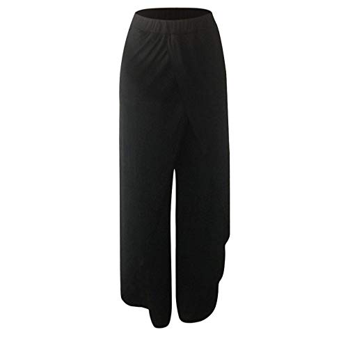 Pantalones Deportivos De Chándal Holgados para Mujer Pantalones Altos Divididos Mujer Hippie Largo Pantalones Dividir Pata Ancha Boho Sueltos Comodos Thai Yoga Pants Verano Playa (B Black, L)