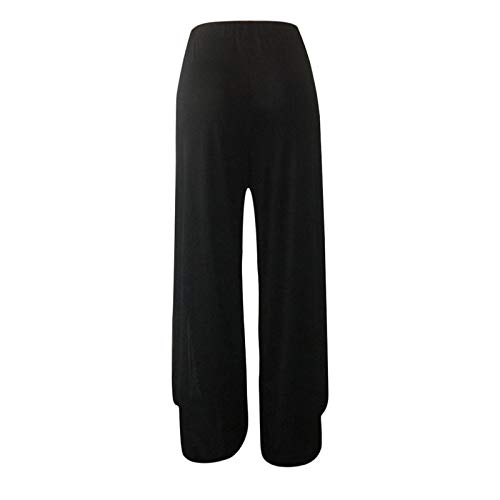 Pantalones Deportivos De Chándal Holgados para Mujer Pantalones Altos Divididos Mujer Hippie Largo Pantalones Dividir Pata Ancha Boho Sueltos Comodos Thai Yoga Pants Verano Playa (B Black, L)