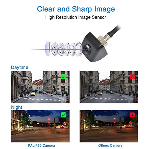 PARKVISION Cámara de Marcha atrás, posición de Montaje Flexible permitida Cámaras de Marcha atrás para Coches con Imagen Invertida Arriba-Abajo y línea de estacionamiento Opcional [PAL-120]