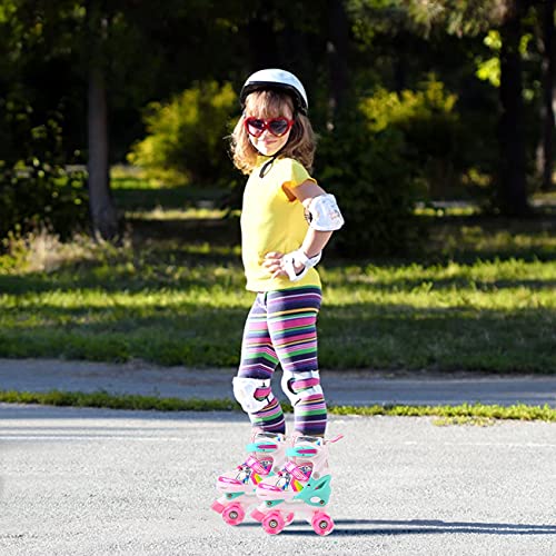 Patines 4 Ruedas, Patines Roller Ajustables,Patines Paralelos con Ruedas Luminosas Transpirable para Niñas, Niños y Principiantes Tamaño (27-37)