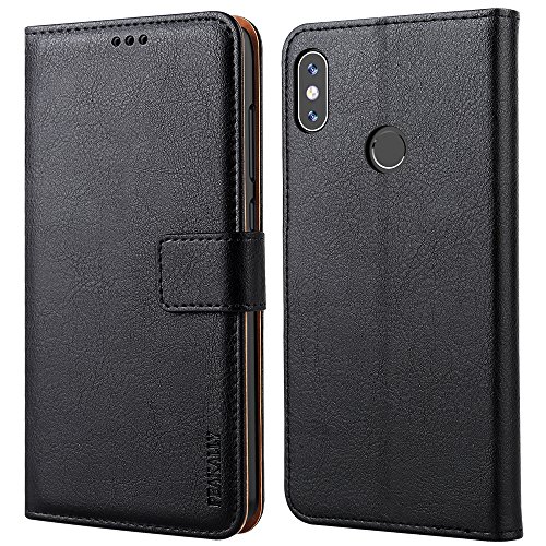 Peakally Funda Xiaomi Redmi Note 5 / Note 5 Pro, Carcasa Cuero PU Fundas Xiaomi Redmi Note 5 / Xiaomi Redmi Note 5 Pro [Stand Function] [Cierre Magnético] Piel Carcasa con Concha Interna Suave-Negro