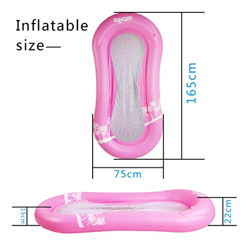 Pekelin Hamaca Flotante para Piscina, Flotador de Malla Tumbona Inflable del Agua Cama de Agua Inflable Flotador Piscina para Adultos Hinchables Juguete para Fiesta de Piscina (Rosa)