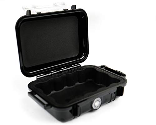 PELI 1010 Micro Case, Protección estanca para pequeñas pertencias en actividades al aire libre como kayak, escalada, playa o windsurf, IP67 estanca, 0,3L de capacidad, fabricada en EE.UU., color negro